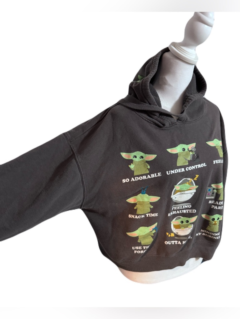 Star Wars “The Child” (Baby Yoda/Grogu) Cropped Hoodie – Junior Size – Gray XXL - Picture 8 of 16